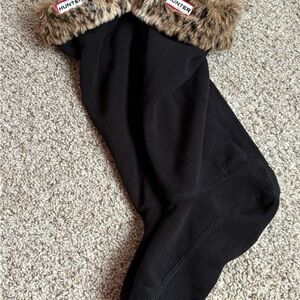 Hunter Black Boot Socks with Faux Fur Trim